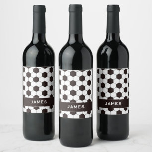 Football Kids Soccer pattern Footballer birthday Wine Label