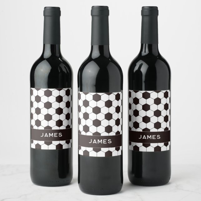 Football Kids Soccer pattern Footballer birthday Wine Label (Bottles)