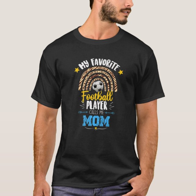 Football Leopard Mothers Day Soccer Mom Game Day T-Shirt (Front)