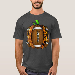 Football Leopard Pumpkin Fall Autumn Football Spor T-Shirt