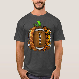 Football Leopard Pumpkin Fall Autumn Football Spor T-Shirt