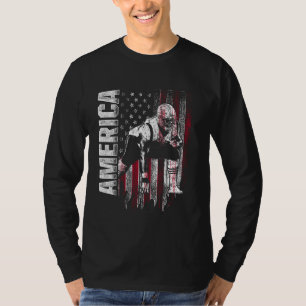 Football Lineman America Flag Offensive Defensive T-Shirt