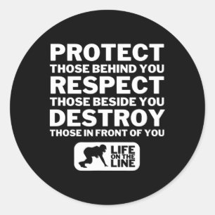 Football Lineman Design - Protect  Classic Round Sticker