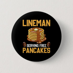 Football Lineman Serving Pancakes Daily Offensive 6 Cm Round Badge