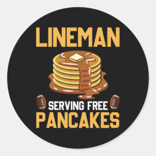 Football Lineman Serving Pancakes Daily Offensive  Classic Round Sticker