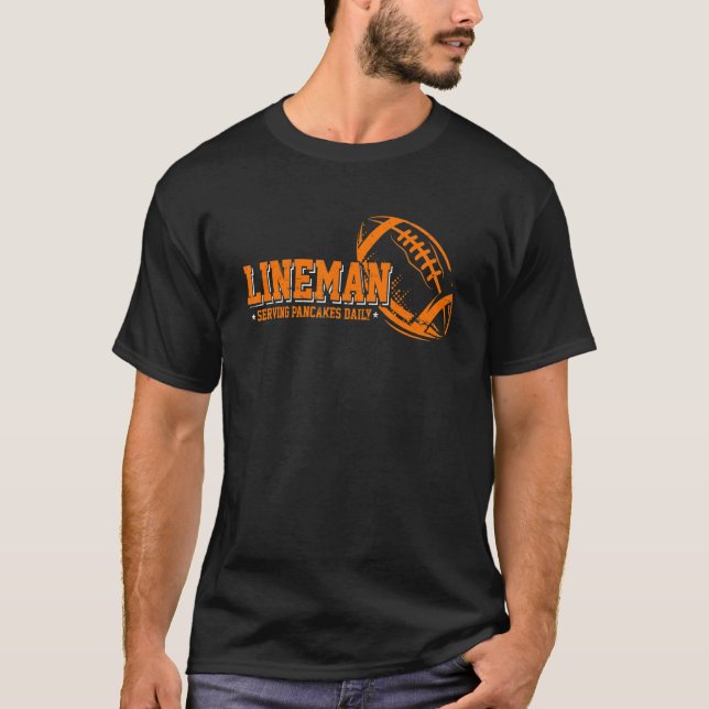 Football Lineman Serving Pancakes Sport T-Shirt (Front)