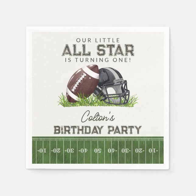 Football Little All Star Touchdown Birthday Party Napkin (Front)