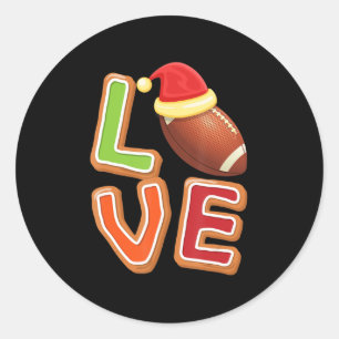 Football Love Christmas Cute Sport Player Xmas Paj Classic Round Sticker