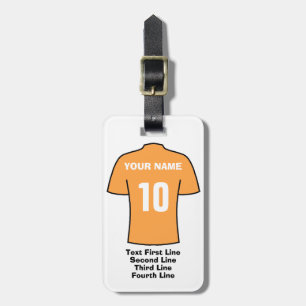 Football Luggage Tag - with Old Gold Shirt