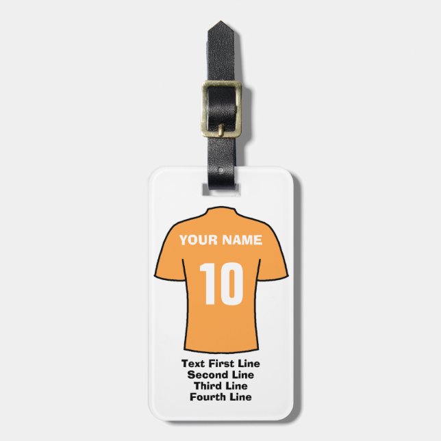 Football Luggage Tag - with Old Gold Shirt (Front Vertical)