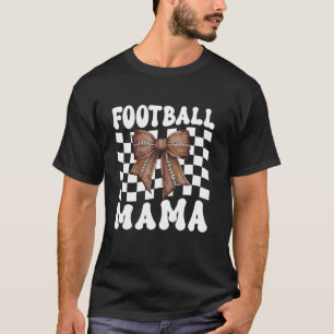 Football Mama Coquette Bow Funny Game Day Sports L T-Shirt