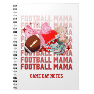 FOOTBALL MAMA Coquette Mum Game Day Notes Notebook
