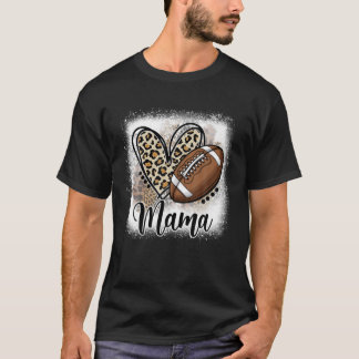 Football Mama Funny Leopard Heart Family Sporty T-Shirt