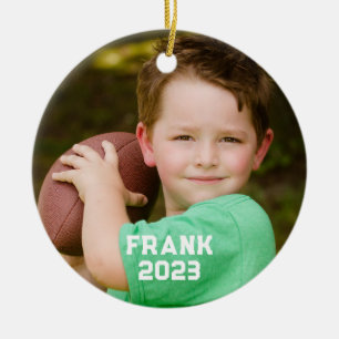 Football Mama Photo Ceramic Ornament
