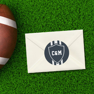 Football Match Sports Lovers Wedding Monogram Classic Round Sticker