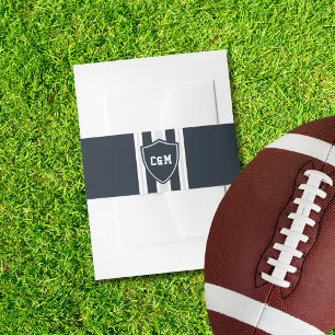 Football Match Sports Lovers Wedding Monogram Invitation Belly Band