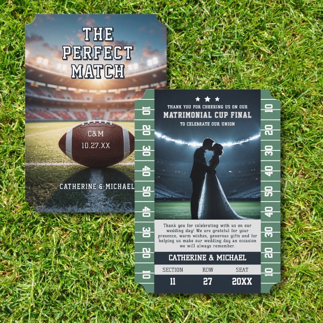 Football Match Sports Lovers Wedding  Thank You Card (Creator Uploaded)