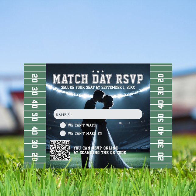 Football Match Ticket Wedding QR Code  RSVP Card (Creator Uploaded)