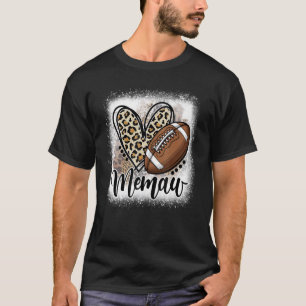 Football Memaw  Leopard Heart Family Sporty T-Shirt