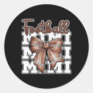 Football Mimi Coquette Bow Sport Grandma Mothers D Classic Round Sticker