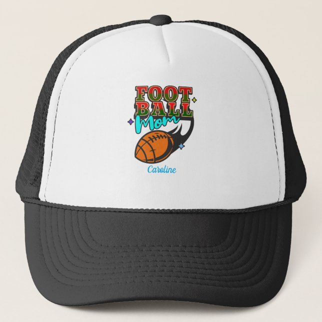 FOOTBALL MOM editable name Trucker Hat (Front)