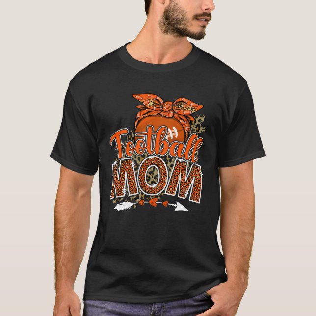 Football Mom Mama Mother s Day Leopard Sport Mom M T-Shirt (Front)