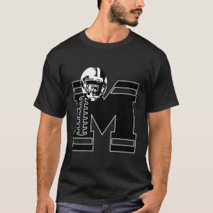 Football Monogrammed Gift Letter M Initial T-Shirt