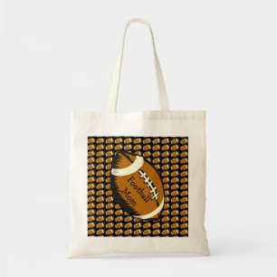 Football Mum Black and Brown Sports Budget Tote Bag