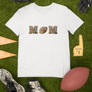 Football Mum / Brown MOM Football Heart T-Shirt