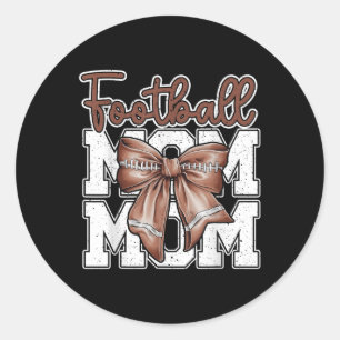 Football Mum Coquette Bow Sport Mama Mothers Day G Classic Round Sticker