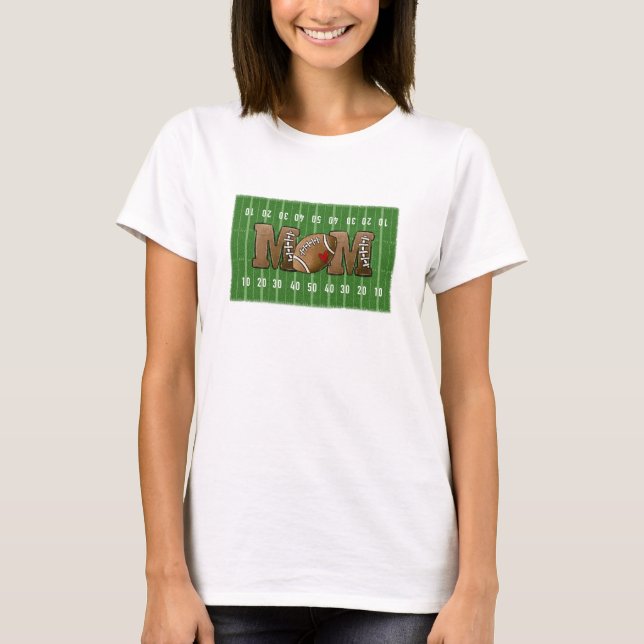 Football Mum Football Field Heart T-Shirt (Front)