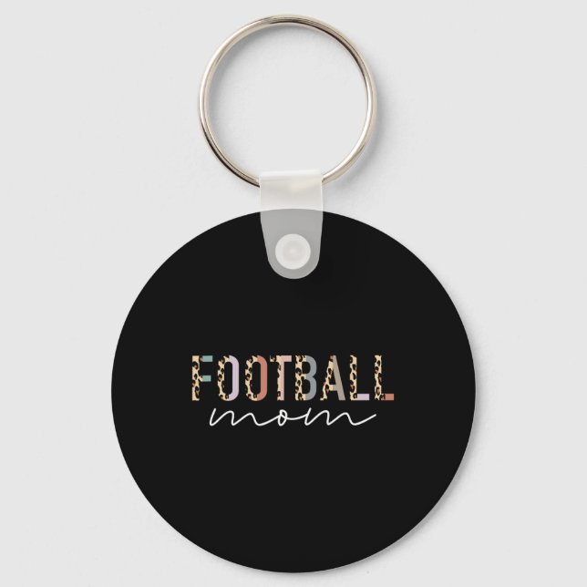 Football Mum Gifts Leopard Print Football Mama Mot Key Ring (Front)