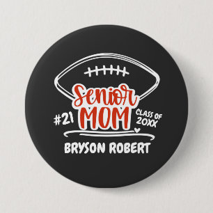 Football mum life high school senior red black 7.5 cm round badge