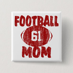 Football Mum Red 15 Cm Square Badge