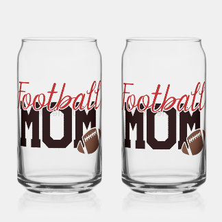 FootBall Mum with kids # on back Can Glass