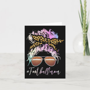 Football Mum With Leopard Print And Messy Bun Card