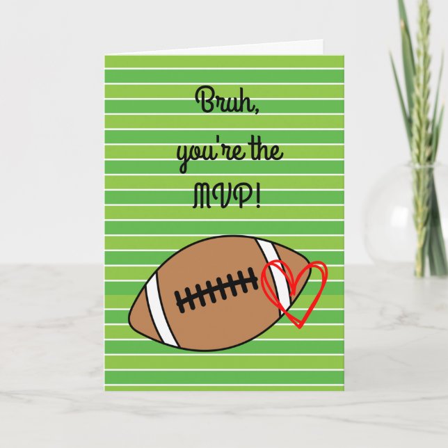 Football MVP Bruh Valentine's Day Card (Front)