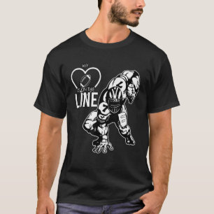 Football My Heart Is On The Line Offensive Lineman T-Shirt