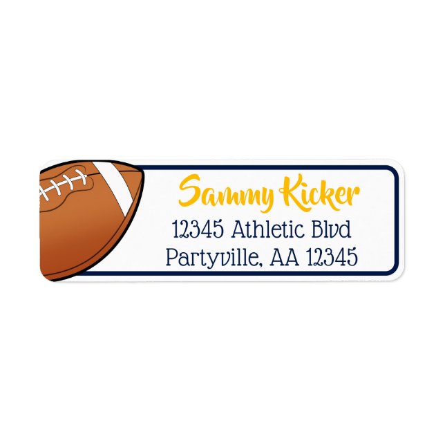 Football Navy & Gold Address Return Address Label (Front)
