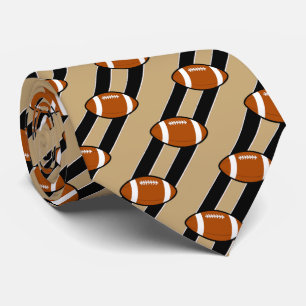 Football Necktie Black And Tan Stripes