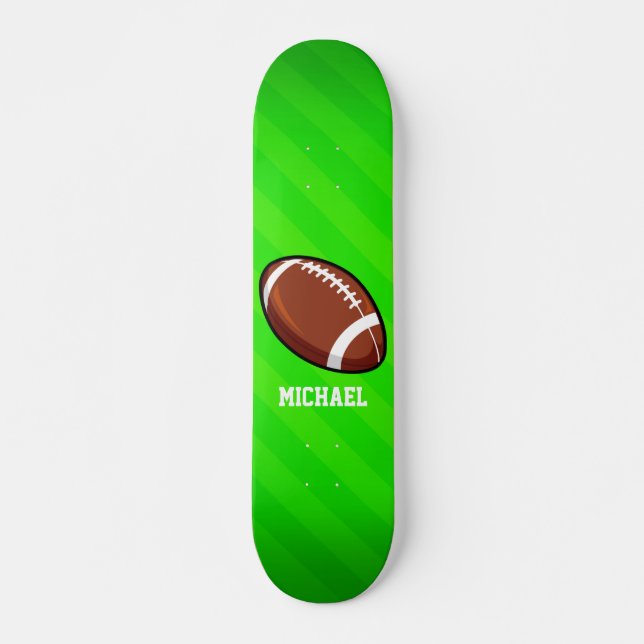 Football; Neon Green Stripes Skateboard (Front)