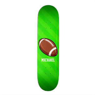 Football; Neon Green Stripes Skateboard