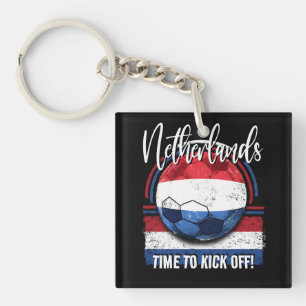 Football Netherlands Flag, Distressed Flag Soccer Key Ring