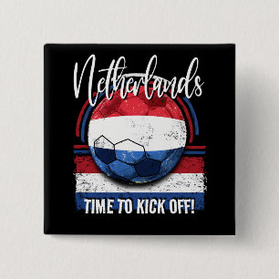 Football Netherlands Flag Euro, Distressed Soccer 15 Cm Square Badge