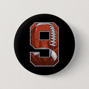 Football Ninth 9th Birthday Boy Nine 9 Years Old B 6 Cm Round Badge