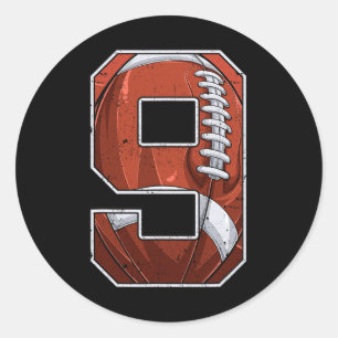 Football Ninth 9th Birthday Boy Nine 9 Years Old B Classic Round Sticker