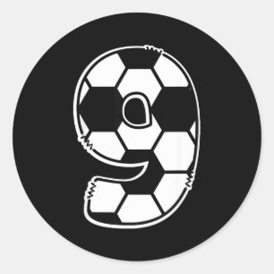 Football Number 9 Kids Birthday Soccer Maths Day Classic Round Sticker