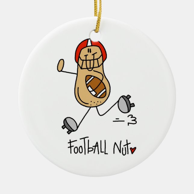 Football Nut T-shirts and Gifts Ceramic Tree Decoration (Front)