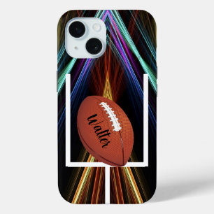 Football on a Stylish Gold background Personalize iPhone 15 Case