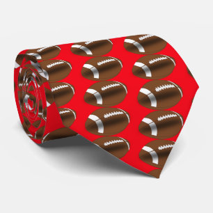 Football On Burnt Red Necktie